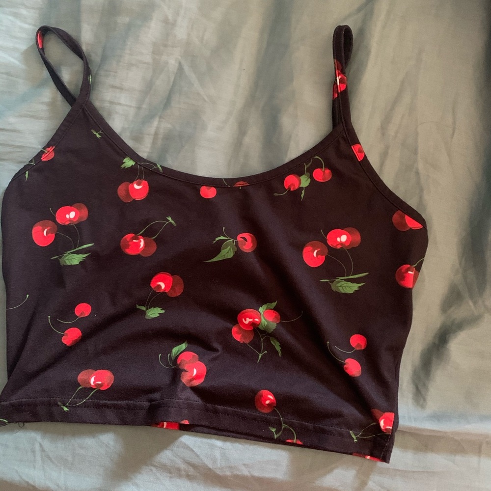 Cherry spaghetti strap crop top🍒